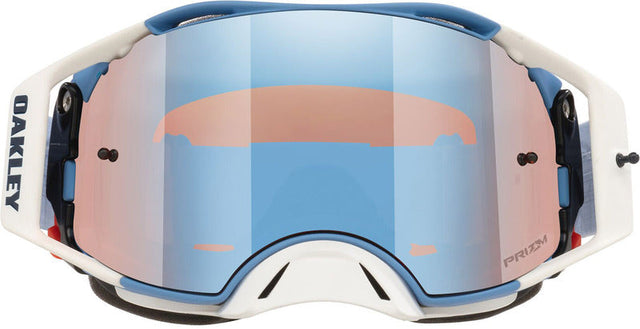 OAKLEY Airbrake MX-Brille Sexton in mattem Weiß mit Prizm Sapphire Glas, Schutzbrille für Motocross, sichtbar auf dem Bild