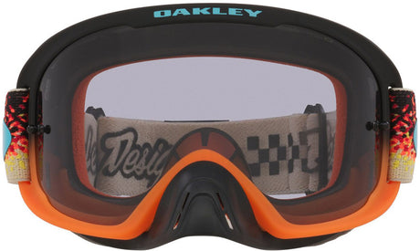OAKLEY O-Frame 2.0 Pro MX-Brille in Schwarz und Orange mit hellgrauem Glas, für Motorsportunterstützung.