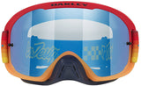 OAKLEY O-Frame 2.0 Pro MX-Brille mit roten und schwarzen Rahmen, orange Akzenten und Ice Iridium Gläser für MX-Sport.