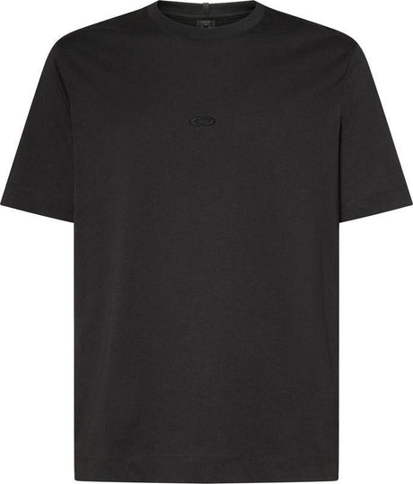 OAKLEY Stacked Flow T-Shirt in Schwarz, Freizeitbekleidung, bequemes Streetwear-Shirt mit Logo-Design, auf weißem Hintergrund