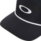 Schwarze und weiße OAKLEY Ellipse Rope Cap, Freizeitmütze aus Baumwolle, mit OAKLEY Logo, geeignet für Alltag und Outdoor.