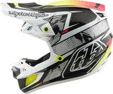 Troy Lee Designs Se5 Carbon Mips Motocrosshelm in Weiß, mit gepolstertem Innenfutter, auf einem neutralen Hintergrund.