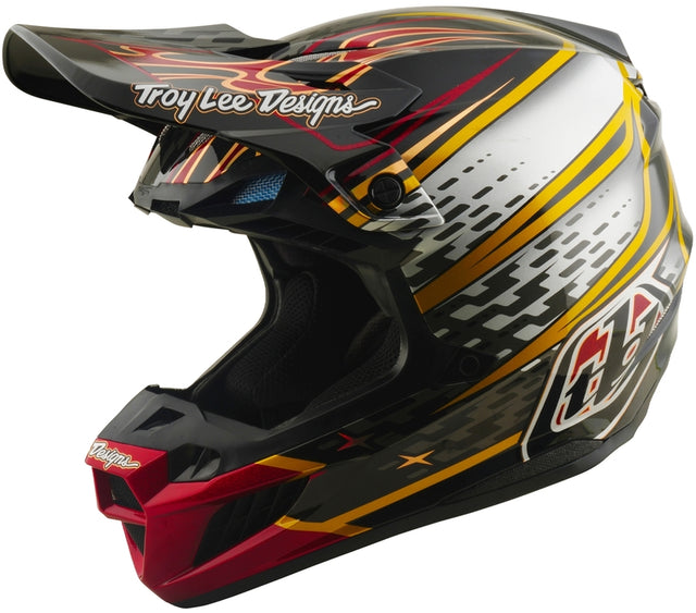 Troy Lee Designs Se5 Composite Mips Motocrosshelm Wings in Schwarz, leichter Helm mit Mips-Technologie und Wing-Designs für Motocross.