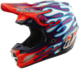 Motocrosshelm TROY LEE DESIGNS Se5 Composite Mips mit Overspray-Design in Violett und Weiß, leichter und sicherer Motocrosshelm