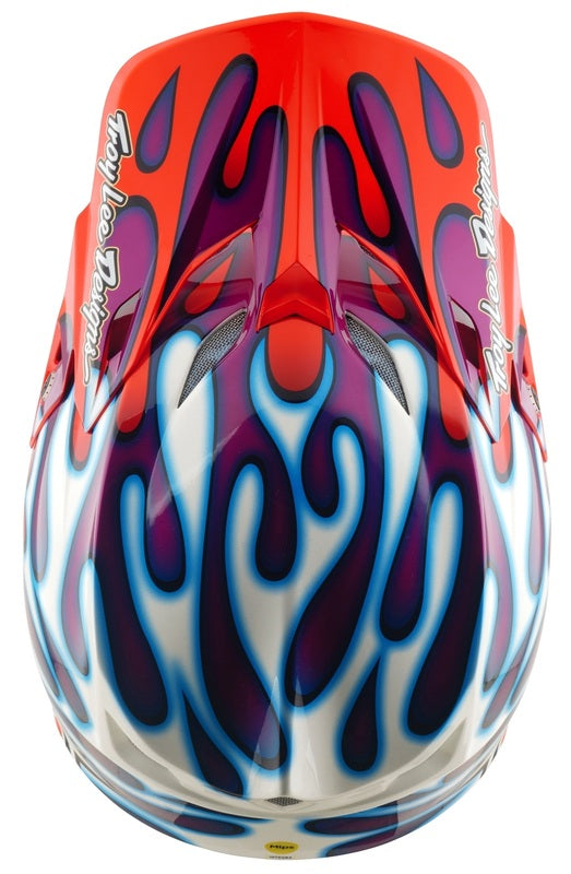 Troy Lee Designs Se5 Composite Mips Motocrosshelm in Violett und Weiß mit Overspray-Design, leichter Schutzhelm für Offroad-Motocross
