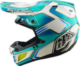Motocrosshelm Troy Lee Designs Se5 Composite Mips in Crest Real Petrol, leichter Helm mit Visier und Belüftungsöffnungen.