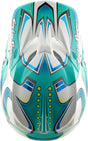 Motocrosshelm Troy Lee Designs Se5 Composite Mips Crest Real Petrol mit hellem Design und verbesserten Schutz, sichtbar auf dem Bild