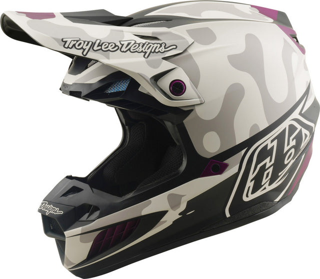 Motocrosshelm TROY LEE DESIGNS Se5 Composite Mips Myth Pumice mit Visier und Belüftungsöffnungen, Schutzhelm für Offroad-Motorradfahren