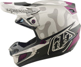 Motocrosshelm Troy Lee Designs Se5 Composite Mips in Myth Pumice, mit Visier und Belüftungsöffnungen, auf weißem Hintergrund.