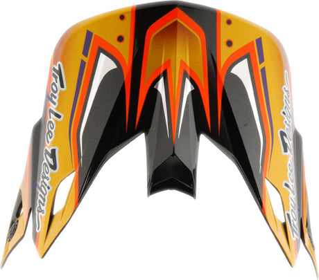 Troy Lee Designs Se5 Carbon Motocrosshelmschirm Crest Gold, Helmzubehör, leichter Schutz für Cross-Helm, mit goldfarbenem Design