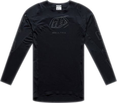 Schwarze Troy Lee Designs MX-Jersey Se Ultra Mono aus weichem Stoff mit Logo-Prints, für Motocross-Fahrer.