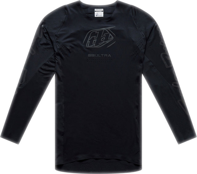 Schwarze Troy Lee Designs MX-Jersey Se Ultra Mono aus weichem Stoff mit Logo-Prints, für Motocross-Fahrer.