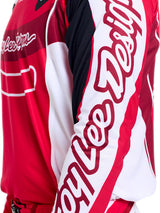 Troy Lee Designs Se Pro MX-Jersey Salvo in Rot und Weiß, bequemes Motocross-Trikot mit auffälligem Design und Logo-Details