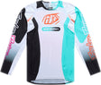 Troy Lee Designs Se Pro MX-Jersey in Weiß und Petrol, bequemes Motocross-Shirt mit sportlichem Design