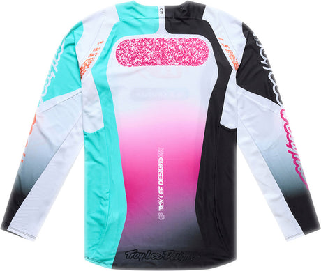 Motorrad-MX-Jersey von TROY LEE DESIGNS, Se Pro Modell, in Weiß und Petrol, mit sportlichem Design und atmungsaktivem Material