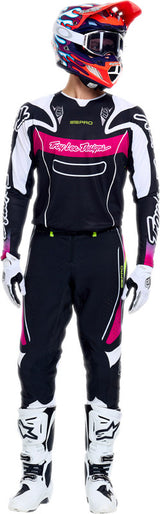 Motorrad-MX-Hose von TROY LEE DESIGNS, Se Pro Salvo in Schwarz und Weiß, mit robustem Material und sportlichem Design.