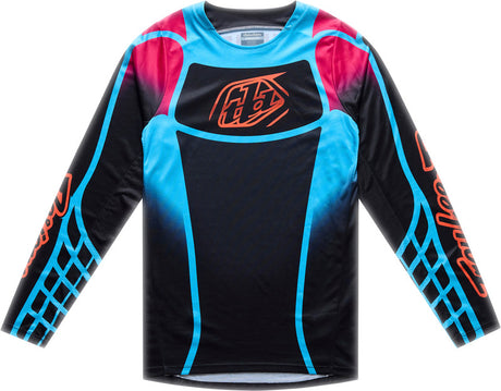 Troy Lee Designs GP Pro MX-Jersey Framework in Schwarz und Cyan, langlebig und atmungsaktiv für Motocross-Fahrer.