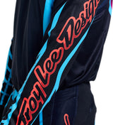 Troy Lee Designs GP Pro MX-Jersey Framework in Schwarz und Cyan mit sportlichem Design und atmungsaktivem Material.
