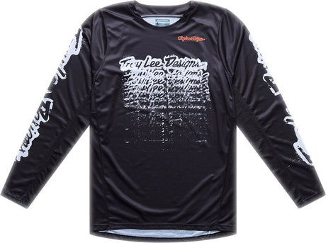 Schwarze Troy Lee Designs GP Pro MX-Jersey mit Stamp-Design, atmungsaktiv und bequem für Motocross-Fahrten.