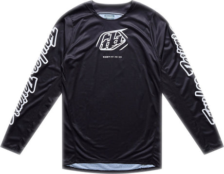 Schwarze Troy Lee Designs GP Pro MX-Jersey mit Badge, atmungsaktives Motorsport-Trikot für Motocrossfahrer.
