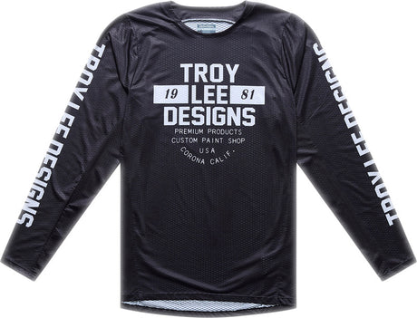 Troy Lee Designs GP Pro Air MX-Jersey Seal Schwarz, atmungsaktive schwarze Motocross-Jacke mit TROY LEE DESIGNS Logo.