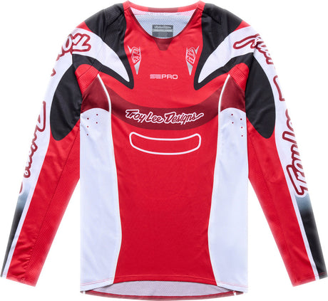 Motorrad-Motocross-Jersey von Troy Lee Designs Se Pro Jugend in Rot und Weiß, bequemes MX-Jersey für Kinder.