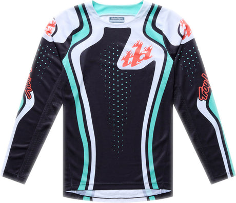 Troy Lee Designs GP Pro Jugend MX-Jersey Roller Schwarz und Petrol, atmungsaktive Motocross-Jersey für Jugendliche