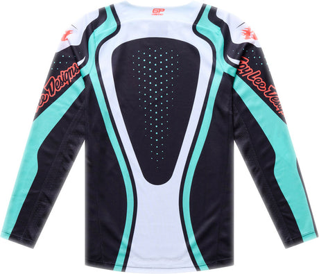 Troy Lee Designs GP Pro Jugend MX-Jersey in Schwarz und Petrol, bequemes Battle-Rennbekleidung für junge Motocross-Fahrer
