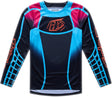 Troy Lee Designs GP Pro Jugend MX-Jersey Framework Schwarz und Cyan, atmungsaktives Motocross-Trikot für Jugendliche