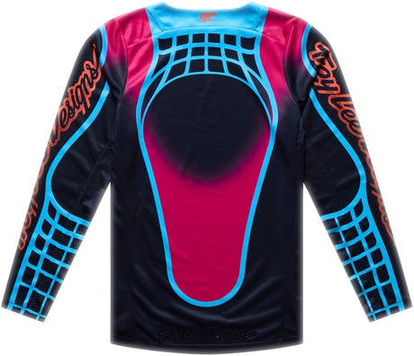 Kinder MX-Jersey von Troy Lee Designs GP Pro, schwarz und cyan, mit langlebigem Framework-Material auf einem Radsportbild