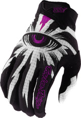Troy Lee Designs Air Jugend MX-Handschuhe Cyclops in Schwarz und Fuchsia, robustes Geländefahrthandschuh-Design.