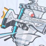 Weiße TROY LEE DESIGNS Carb Club T-Shirt aus Freizeitbekleidung mit auffälligem Druck auf der Vorderseite.