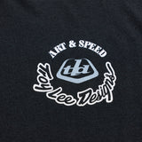 Schwarzes Troy Lee Designs Carb Club T-Shirt, bequeme Freizeitbekleidung mit Logo-Design, sichtbar auf der Abbildung.