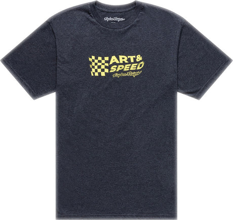 Troy Lee Designs Finish Line T-Shirt in Schwarz Heather, bequeme Freizeitbekleidung, frontales Design, weiches Material.