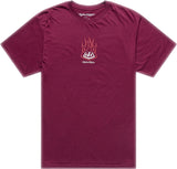 Troy Lee Designs Flame2 T-Shirt in Sangria, bequeme Freizeitbekleidung mit Flammenmuster und TROY LEE DESIGNS Logo.