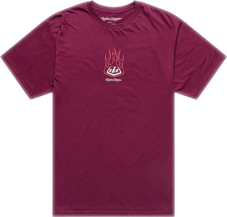 Troy Lee Designs Flame2 T-Shirt in Sangria, bequeme Freizeitbekleidung mit Flammenmuster und TROY LEE DESIGNS Logo.