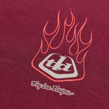 Troy Lee Designs Flame2 T-Shirt in Sangria, Freizeitbekleidung mit Flammenmuster, bequem und stylisch für den Alltag.