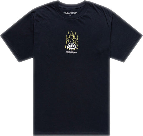 Schwarzes Troy Lee Designs Flame2 T-Shirt aus Freizeitbekleidung mit Flammendesign und Logo-Print, bequem und stylisch.