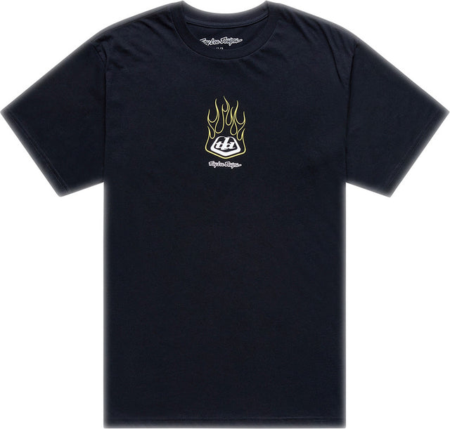 Schwarzes Troy Lee Designs Flame2 T-Shirt aus Freizeitbekleidung mit Flammendesign und Logo-Print, bequem und stylisch.
