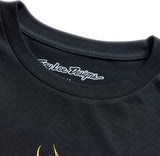 Schwarzes Troy Lee Designs Flame2 T-Shirt aus Freizeitbekleidung mit auffälligem Flammen-Design, bequem und stylisch.