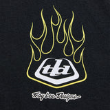 Schwarzes Troy Lee Designs Flame2 T-Shirt aus Freizeitbekleidung, mit auffälligem Flammenmuster und bequemem Schnitt.