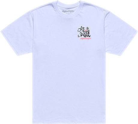 Weißes Troy Lee Designs Heritage T-Shirt aus Freizeitbekleidung mit stylischem Logo-Design, bequem und modern.