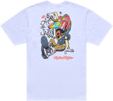 Weißes Troy Lee Designs Heritage T-Shirt aus Freizeitbekleidung mit klassischem Logo-Print auf der Vorderseite.