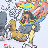 Troy Lee Designs Heritage T-Shirt in Weiß, bequeme Freizeitbekleidung mit auffälligem Druck, entspannter Stil, Frontansicht.