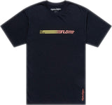 Schwarzes Troy Lee Designs Stripes T-Shirt für Freizeit, mit bunten Streifenmuster auf Baumwollstoff.