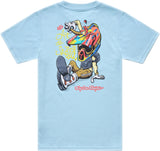 Troy Lee Designs Heritage Jugend T-Shirt in Dawn Blau, bequeme Freizeitbekleidung für junge Fans, mit Markenlogo auf der Vorderseite