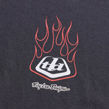 Troy Lee Designs Flame2 Longsleeve T-Shirt in Carbon mit Flammenmuster, Freizeitbekleidung, bequemes Design, sichtbares Logo auf der Brust