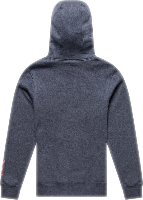 Schwarze Heather-Troy Lee Designs Imprint Hoodie, gemütliche Freizeitkleidung aus weichem Stoff, mit Logo-Print vorne.