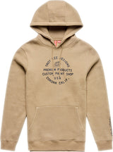 Graue Troy Lee Designs Imprint Hoodie aus Freizeitbekleidung, mit weichem Stoff und Kapuze, auf weißem Hintergrund.