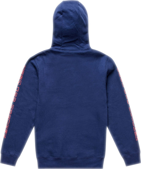 Troy Lee Designs Happy Dayz Hoodie in Dunkelblau, bequeme Freizeitbekleidung mit coolen Druckdetails.
